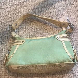 Kathy Van Zeeland green and tan purse NWT